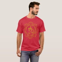 Om balinés dorado con camiseta de Lotus Yoga