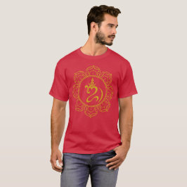 Om balinés dorado con camiseta de Lotus Yoga