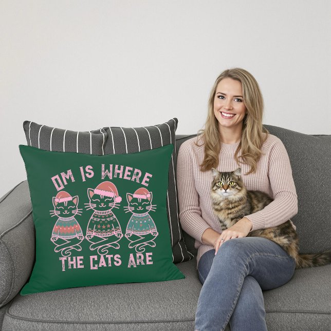 Om es donde los gatos son Cojín decorativo festivo (Subido por el creador)