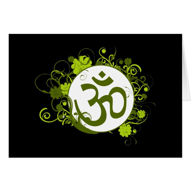 OM floral verde budista (Anverso (Horizontal))