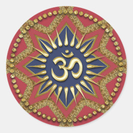 Om Gold Red Energy Spiritual Art Pegatina