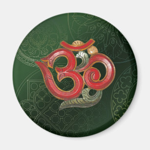 OM imán hindú de yoga rojo verde