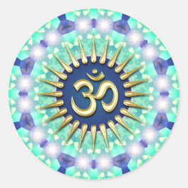 Om Om Azul Verde Mandala Meditación Pegatina de Yo