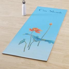 Om Shanti Elegant Blue Peace Lotus Flor Yoga Mat