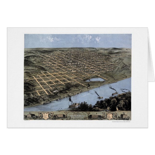 Omaha, mapa panorámico del NE - 1868 (Anverso (Horizontal))