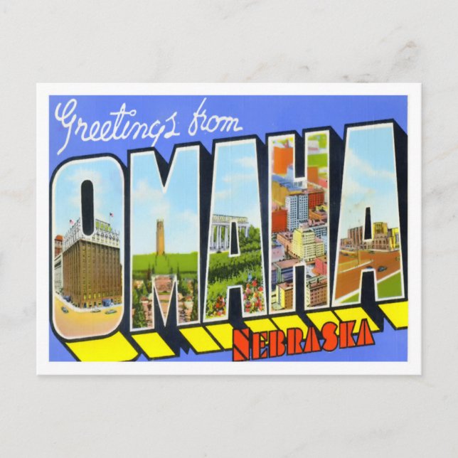 Omaha, postal de las grandes letras de Nebraska (Anverso)