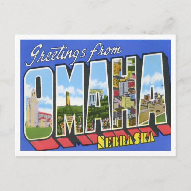 Omaha, postal de las grandes letras de Nebraska (Anverso)