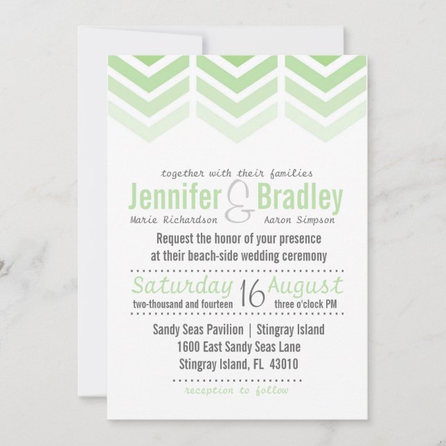 Ombre Arregla Invitación a la Boda de Chevron Mode (Anverso)