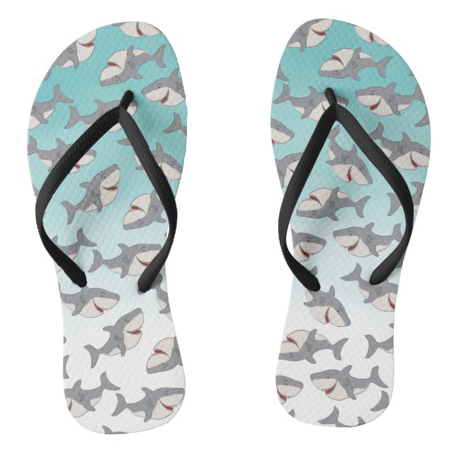 Ombre Blue Shark Pattern Chanclas de Playa Chancla (Plantilla)
