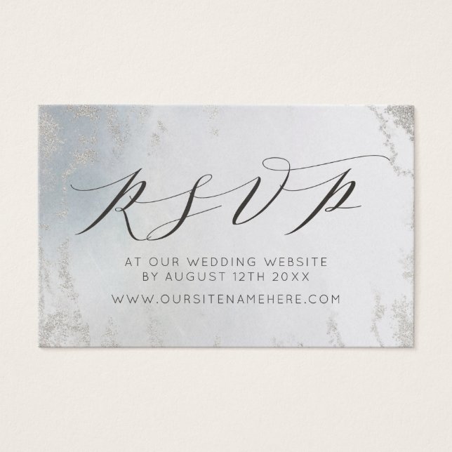 Ombre Dusty Blue Frost Sitio Web RSVP Insertar Tar (Anverso)