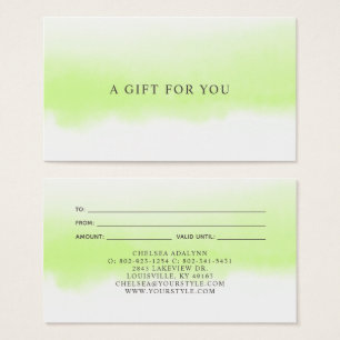 Ombre Green Watercolor Minimalist Luxury Gift Card