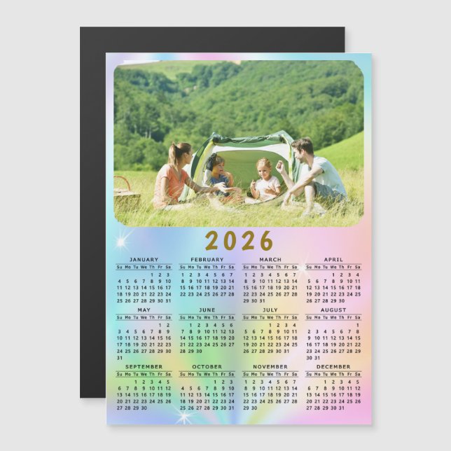 Ombre Holográfico del Calendario de Fotos 2026 (Anverso/Reverso)