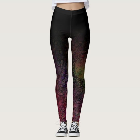 Ombre negro con arte abstracto sucio del círculo leggings