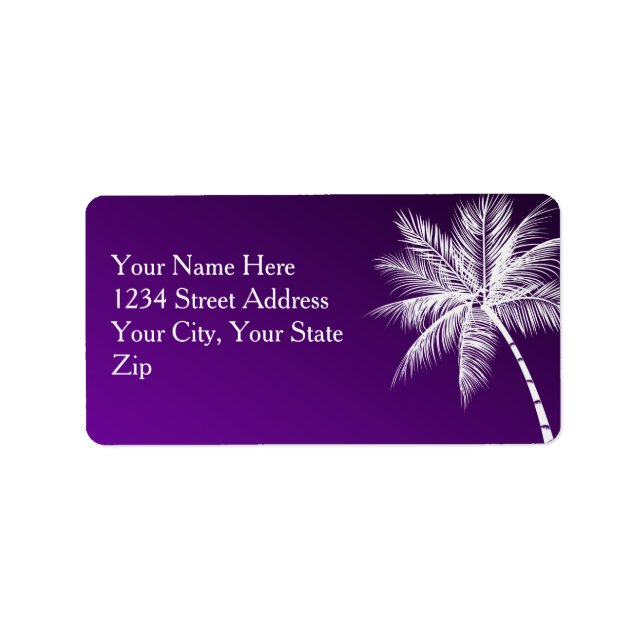 OMBRÉ PURPLE TROPICAL PALMS Etiqueta de dirección (Frente)