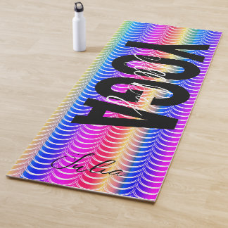 Ombre Rainbow Pattern Personalized Name Yoga Mat