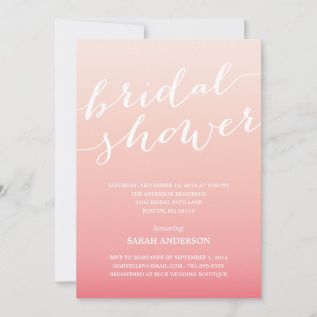 OMBRE SHOWER | INVITACIÓN DE LA DUCHA BRIDAL (Anverso)