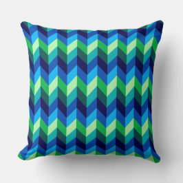 Ombre verde azul Chevrons Gran Cojín decorativo
