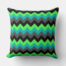 Ombre verde negro Chevrons Gran Cojín decorativo