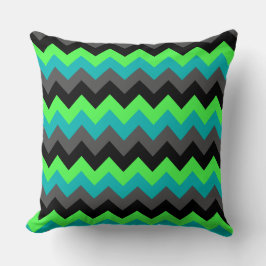 Ombre verde negro Chevrons Gran Cojín decorativo