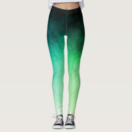 Ombré verde y Verde azulado Spandex Leggings