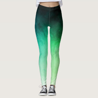 Ombré verde y Verde azulado Spandex Leggings