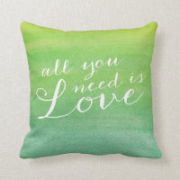 Ombre Watercolor Cojín decorativo de amor / Lime E