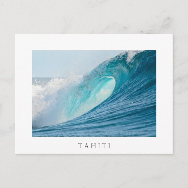Onda de barril de surf, Tahití, postal blanca (Anverso)