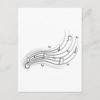 Onda de nota musical, clipart de línea negra
