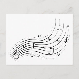 Onda de nota musical, clipart de línea negra