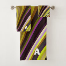 Onda Retro Moderna Monograma Morado Verde