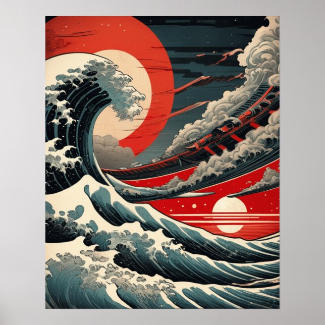 Onda Sci-Fi - Impresión Al Estilo Ukiyo-e Japonés (Frente)