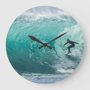 Onda, surfista, hermoso reloj de pared horizontal