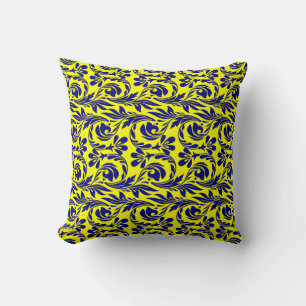 Ondas, almohada cuadrada amarilla-azul