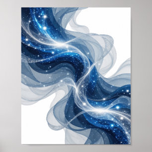 Ondas Azules y Estrellas Plateadas de Moda Arte de