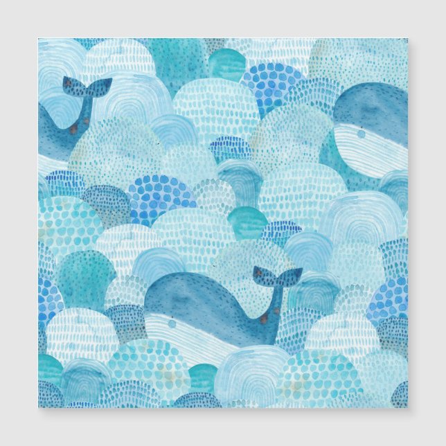 Ondas, ballena, textura azul infantil (Anverso)