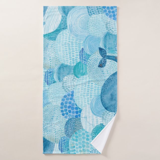 Ondas, ballena, textura azul infantil (Toalla de baño)