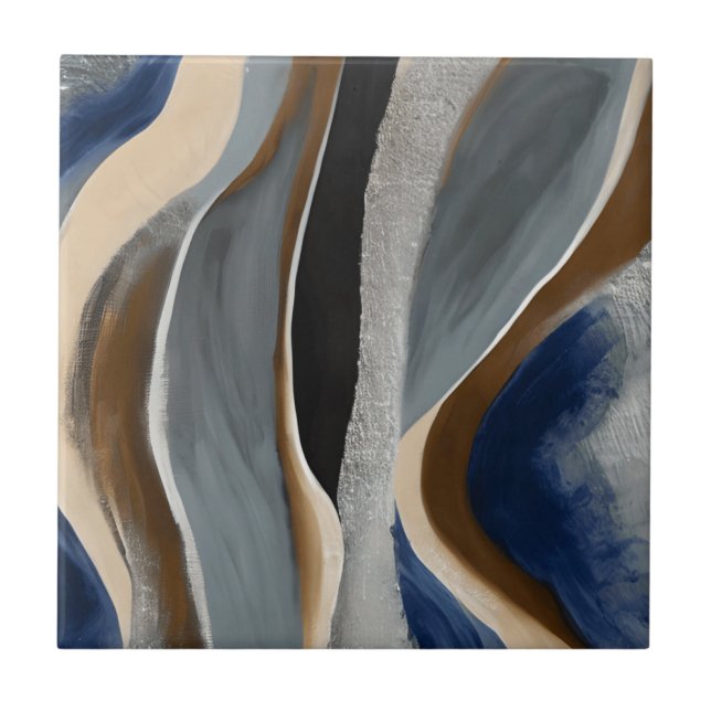 Ondas Beige Gris Tejas Cerámica Tile (Frente)