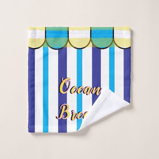 Ondas Cabana Amarillo Azul Rayas de Verano (Toallita)