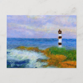 Ondas caídas por faro, postal