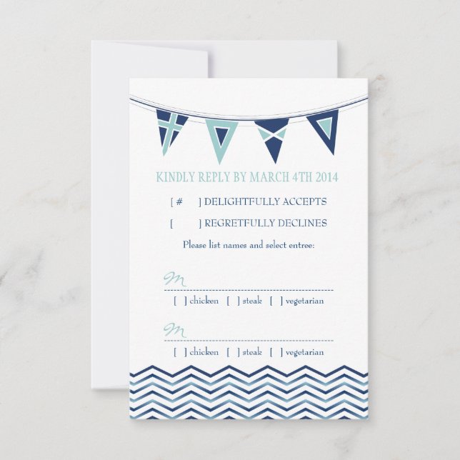 Ondas de Chevron con tarjeta RSVP de Banner Náutic (Anverso)