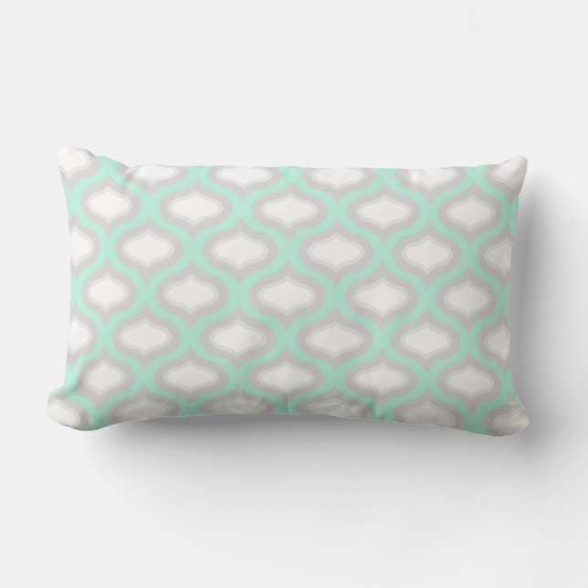 Ondas de mosaico azul y gris con almohada lumbar (Anverso)