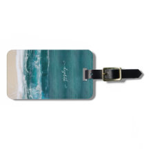 Ondas de playa tropical de arena nombre etiqueta d