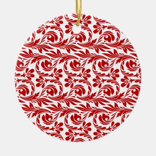 Ondas, Ornamento Cerámico Rojo-Blanco (Frente)