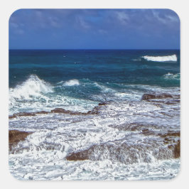 Ondas Que Caen En El Pegatina De Rocks Square