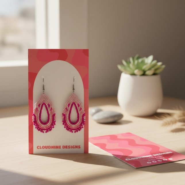 Ondas Retro Arco Que Contienen La Pantalla De Joye (Arch Retro Waves Earring Necklace Jewelry Display Card Pink
)