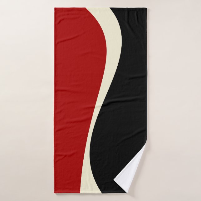 Ondas simples 2 en rojo y crema (Toalla de baño)