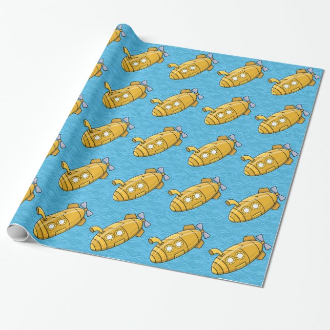 Ondas submarinas amarillas del azul del papel de (Desenrollado)