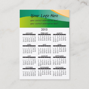 Ondas verdes del calendario de la tarjeta de