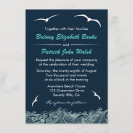 Ondas y invitaciones náuticas de la boda de la