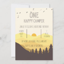 One Happy Camper Camping First Birday Invitación